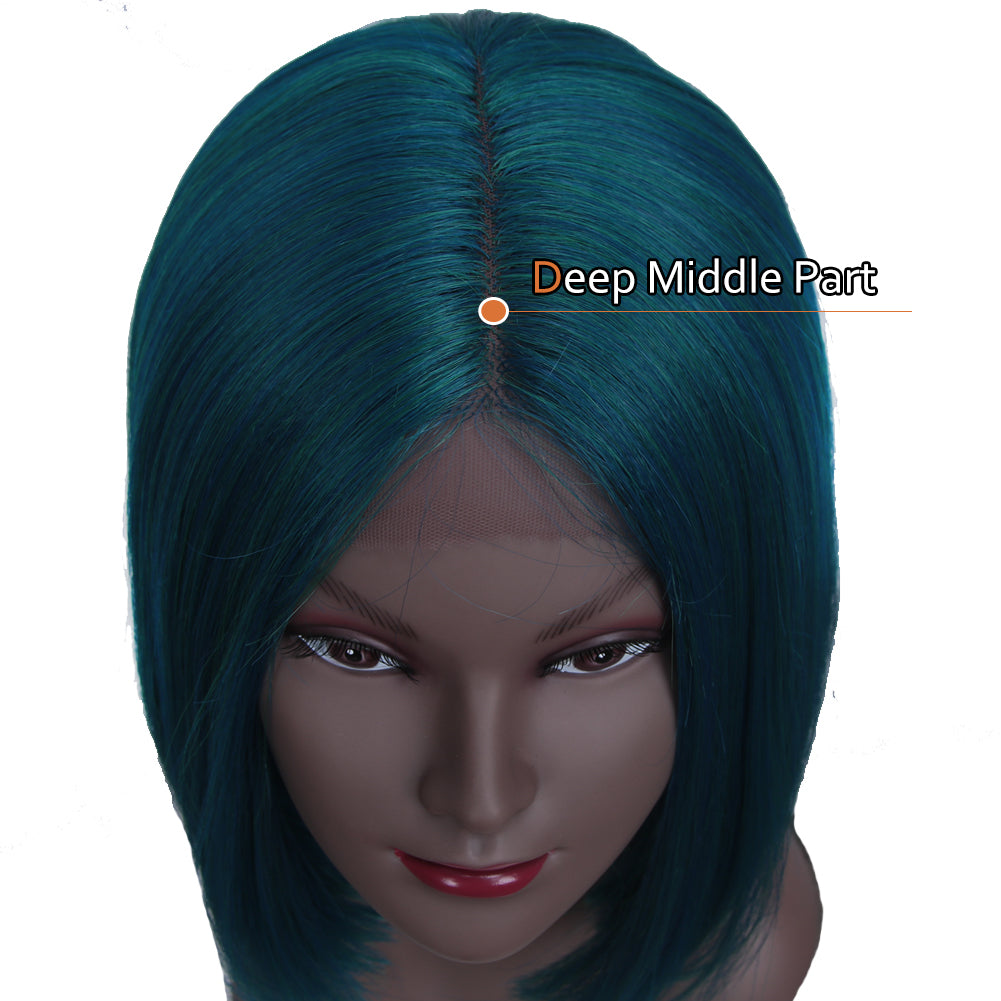 NOBLE Synthetic Lace Front Wig | 11 Inch  Colorful Bob | Mosaic Blue | L Alia - Noblehair