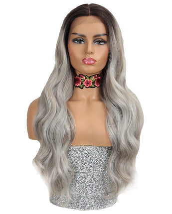 NOBLE Easy 360 Synthetic Lace Front Wig | 28 Inch Body Wave | Silver Grey | Grace - Noblehair