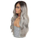 NOBLE Easy 360 Synthetic Lace Front Wig | 28 Inch Body Wave | Silver Grey | Grace - Noblehair