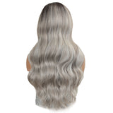 NOBLE Easy 360 Synthetic Lace Front Wig | 28 Inch Body Wave | Silver Grey | Grace - Noblehair
