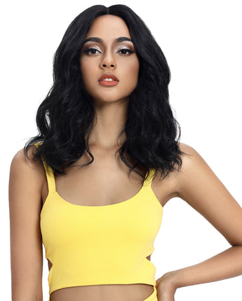 NOBLE Vanessa Synthetic Lace Front Wavy Wig (Middle Part) | 18 Inch  |1B - Noblehair