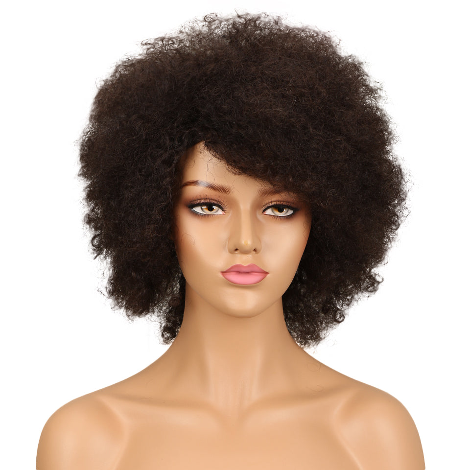 NOBLE WH Afro Curl | Human Hair Short Curly Wigs For Black Women I Single Colors - Noblehair