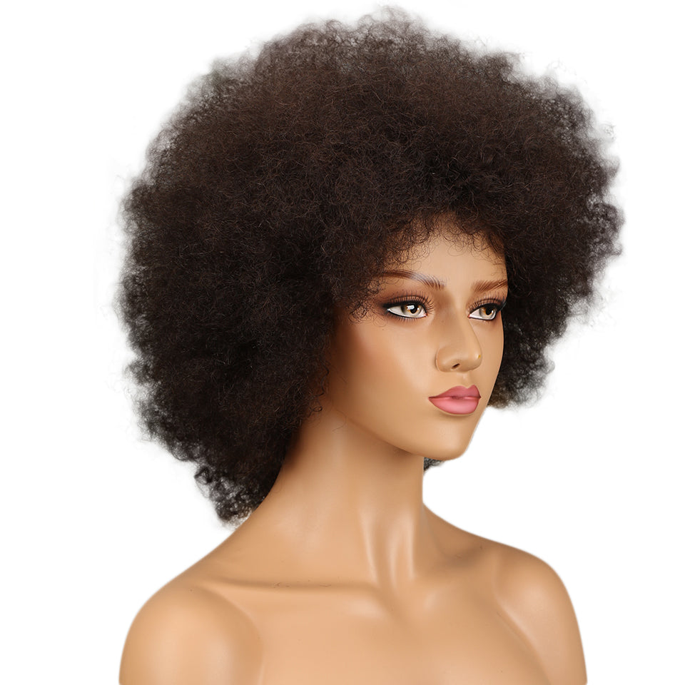 NOBLE WH Afro Curl | Human Hair Short Curly Wigs For Black Women I Single Colors - Noblehair