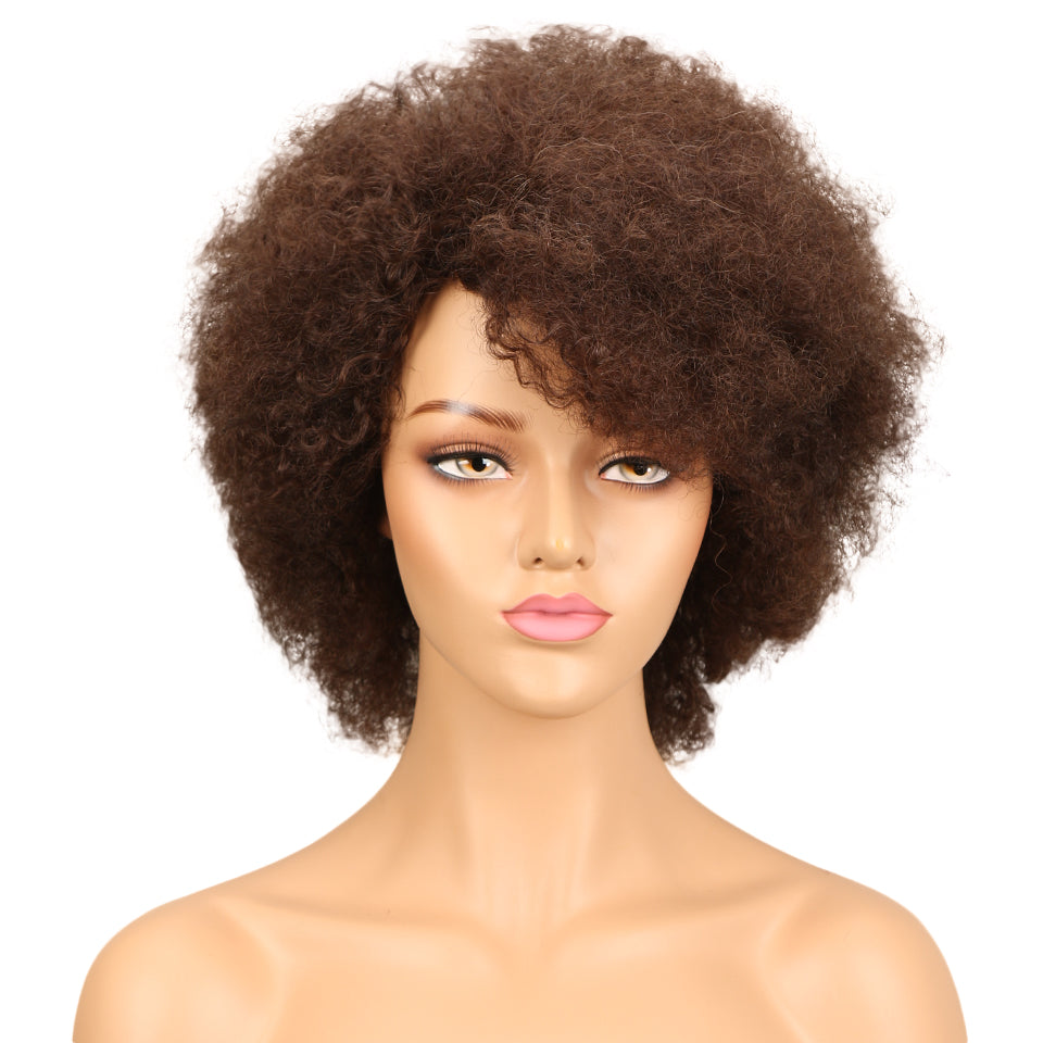 NOBLE WH Afro Curl | Human Hair Short Curly Wigs For Black Women I Single Colors - Noblehair