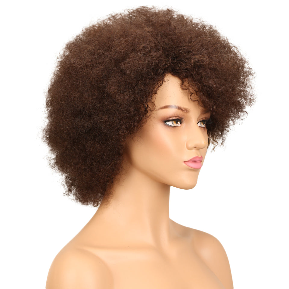 NOBLE WH Afro Curl | Human Hair Short Curly Wigs For Black Women I Single Colors - Noblehair