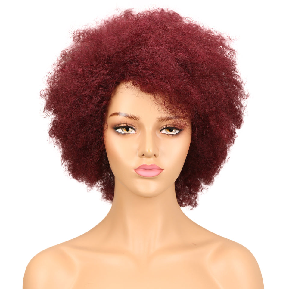 NOBLE WH Afro Curl | Human Hair Short Curly Wigs For Black Women I Single Colors - Noblehair