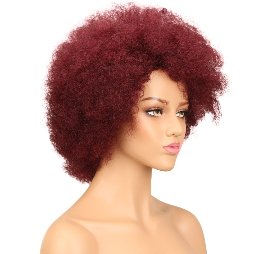 NOBLE WH Afro Curl | Human Hair Short Curly Wigs For Black Women I Single Colors - Noblehair
