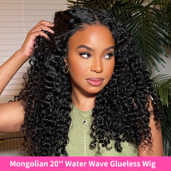 Pre Cut Lace Kinky Curly 4x6 HD Lace Glueless Water Wave Wig Wear Go Closure Wig