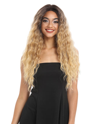 NOBLE 13*4 Synthetic Lace Frontal Wigs | 26.5 Inch Curly Wave Creamy Blonde Wig | Willow - Noblehair