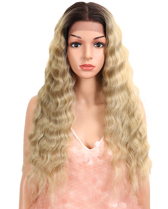 NOBLE 13*4 Synthetic Lace Frontal Wigs | 26.5 Inch Curly Wave Ash Blonde Wig | Willow by Noble - Noblehair