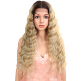 NOBLE 13*4 Synthetic Lace Frontal Wigs | 26.5 Inch Curly Wave Ash Blonde Wig | Willow by Noble - Noblehair