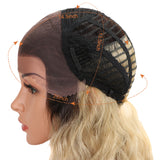 NOBLE 13*4 Synthetic Lace Frontal Wigs | 26.5 Inch Curly Wave Ash Blonde Wig | Willow by Noble - Noblehair