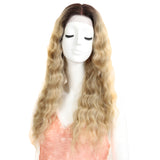 NOBLE 13*4 Synthetic Lace Frontal Wigs | 26.5 Inch Curly Wave Ash Blonde Wig | Willow by Noble - Noblehair