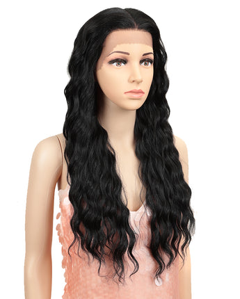NOBLE 13*4 Synthetic Lace Frontal Wigs | 26.5 Inch Curly Wave Black Wig | Willow - Noblehair