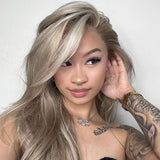 Flash Sale Customized Blonde Balayage on Brown Hair Transparent Lace Frontal Wig