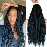 NOBLE Bomb Twist Crochet Hair | 24 inch 6PCS Pre Looped Crochet Hair Extensions with Curly Ends | Ombre Dark Blue CRO-FOXY TWIST - Noblehair