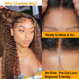 Pre Cut Lace Wear & Go Glueless Human Hair Wig 4/27 Highlight Deep Wave Lace Front Wigs