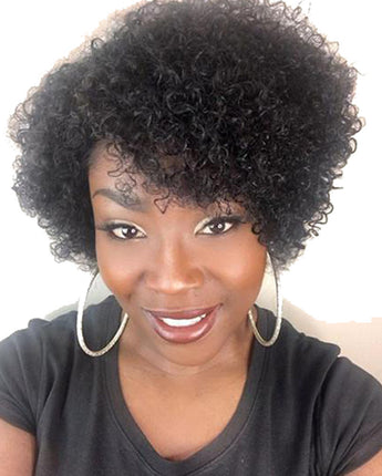 NOBLE Short Curly Afro Wig Lace Front Wig | 10 Inch Side Lace Part Curly Wigs | Elsa by Noble - Noblehair