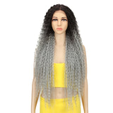 NOBLE Synthetic Lace Front Wig |  38 Inch Long Naturally Curly | Ombre Brown | Super L-Curl - Noblehair