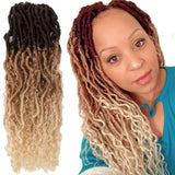 NOBLE Pre-Looped Passion Twist Hair | 20 inch Faux Locs Afro Braiding Hair Extensions with Curly Ends | Ombre Blonde BOHO HIPPLE - Noblehair