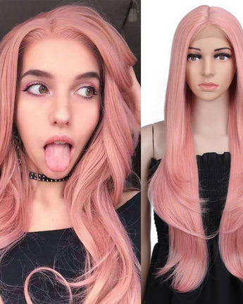 NOBLE Cida Synthetic 6" Middle Part Lace Front Wigs丨31 Inch long straight Cherry blossom pink Wig - Noblehair