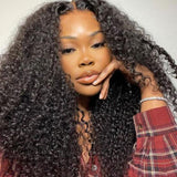 Pre Cut Lace Wear & Go Glueless Kinky Curly Human Hair Wig Pre Plucked with Elastic Band