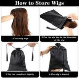 NOBLE Silk Satin Wig Bags | Hair Storage Bags for Packaging Wigs, Bundles, Hair Extensions, Travel | Large Satin Bags with Drawstring Pouches Gift Bags - Noblehair