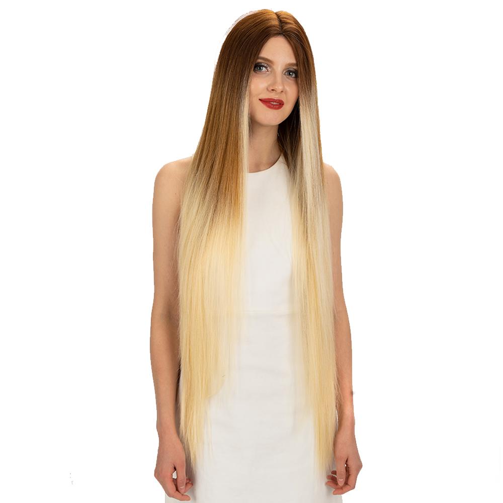 NOBLE Synthetic Lace Front Wigs | 38 inch Super Long Straight Lace Wig Preplucked | Ombre Blonde Wig - Noblehair