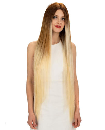 NOBLE Synthetic Lace Front Wigs | 38 inch Super Long Straight Lace Wig Preplucked | Ombre Blonde Wig - Noblehair