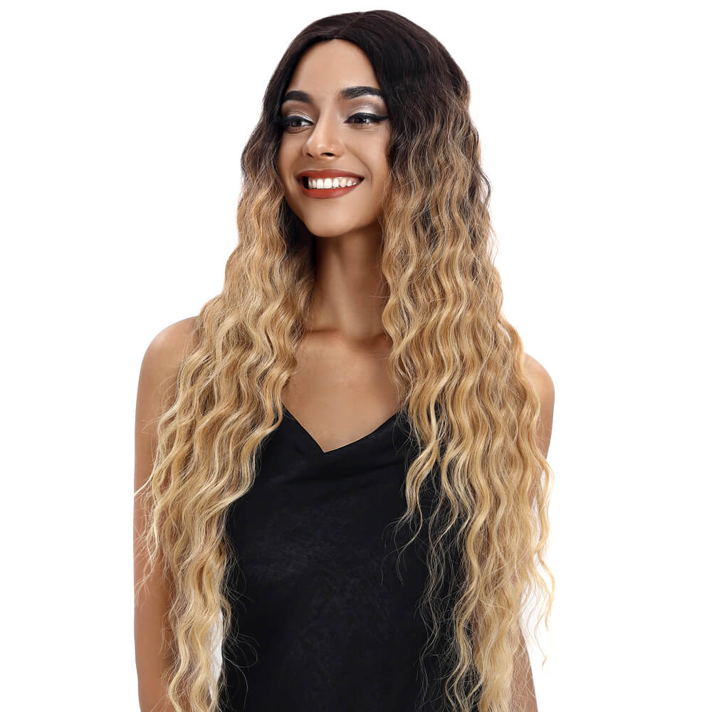 NOBLE Gianna Synthetic Lace Front Wigs For Black Women丨31 Inch Long Wavy丨Beach blond - Noblehair