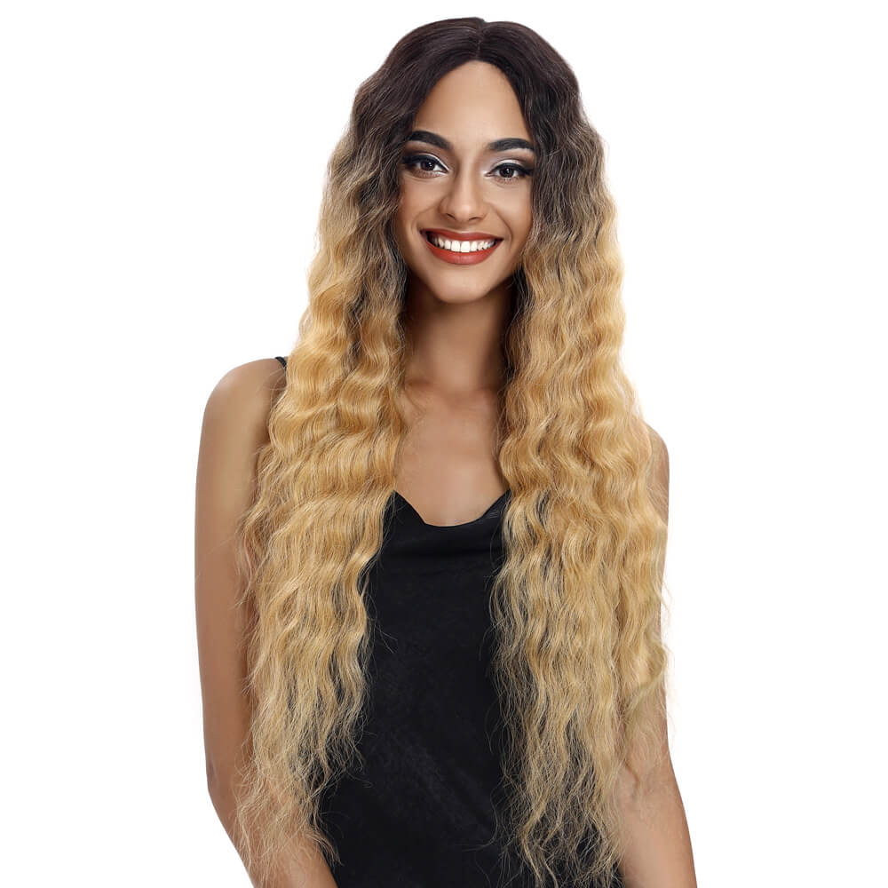 NOBLE Gianna Synthetic Lace Front Wigs For Black Women丨31 Inch Long Wavy丨Ombre blond - Noblehair