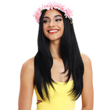 NOBLE Beyonce Synthetic Lace Front Wig Middle Part丨24 Inch Classic Straight丨1B - Noblehair