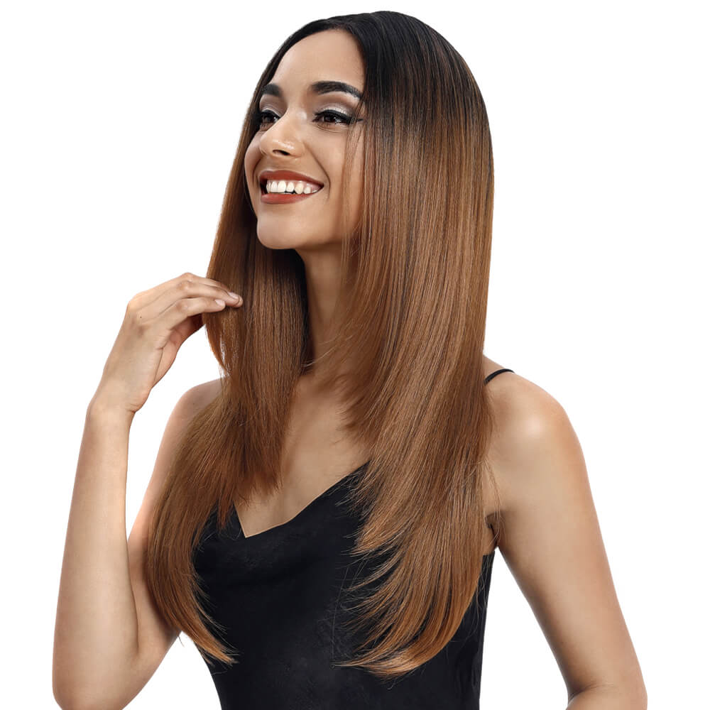 NOBLE Beyonce Synthetic Lace Front Wig Middle Part丨24 Inch Classic Straight丨TT1B/27 - Noblehair