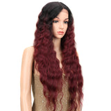 NOBLE Gianna Synthetic Lace Front Wigs For Black Women丨31 Inch Long Wavy Wig丨Ombre Red - Noblehair
