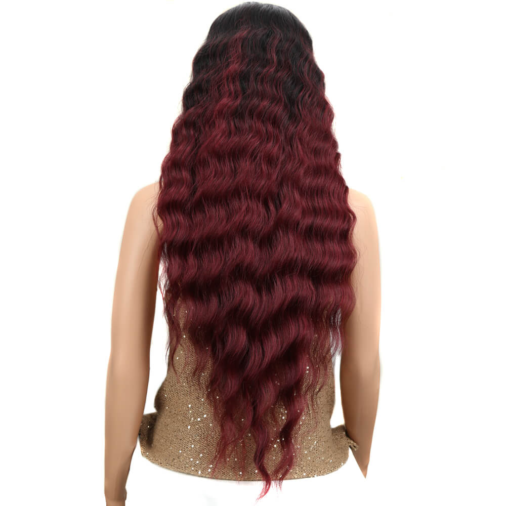 NOBLE Gianna Synthetic Lace Front Wigs For Black Women丨31 Inch Long Wavy Wig丨Ombre Red - Noblehair