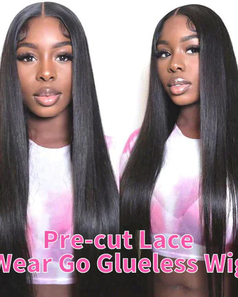 Pre Cut Lace 4x6 HD Lace Glueless Straight Wig Wear Go Closure Wig